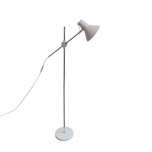 Vintage vloerlamp, hengellamp (wit), Huis en Inrichting, Lampen | Vloerlampen, Gebruikt, 150 tot 200 cm, Metaal, Ophalen