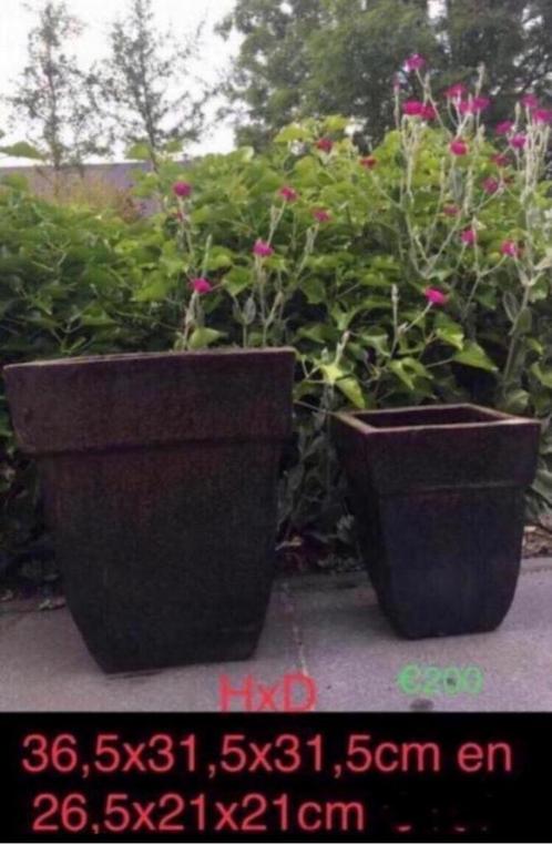 Grote cascade zware terracotta geglazuurde bloempotten set, Tuin en Terras, Bloempotten, Zo goed als nieuw, Terracotta, Binnen