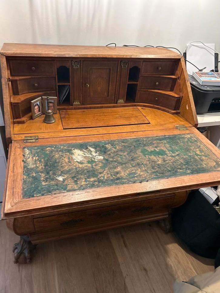 Antieke wortelnoten secretaire met rijk interieur, Antiek en Kunst, Antiek | Meubels | Kasten, Ophalen
