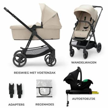 Kinderwagen Kinderkraft Newly 4-in-1 Pro Sand Beige met Auto beschikbaar voor biedingen