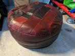 Bordeaux rode leren poef, Gebruikt, Leer, Ophalen of Verzenden, 50 tot 75 cm