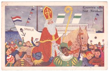 Kaart Sinterklaas 11 - Sint Nicolaas - 1953 - Zwarte Piet beschikbaar voor biedingen