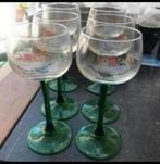 6 Witte Vintage Wijn Glazen - Groene Poot/ 6 Warsteiner Bier, Verzamelen, Ophalen of Verzenden, Zo goed als nieuw, Overige typen
