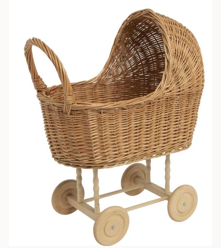 Rieten poppenwagen (nieuw), Kinderen en Baby's, Speelgoed | Poppen, Nieuw, Babypop, Ophalen of Verzenden