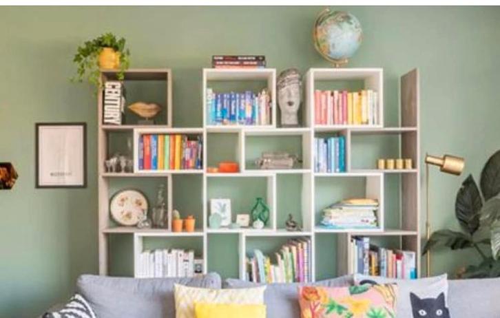 Boekenkast WOOM Design wit en grijs, Huis en Inrichting, Kasten | Boekenkasten, Zo goed als nieuw, 150 tot 200 cm, 150 tot 200 cm