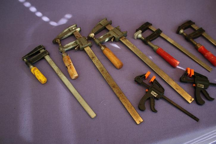 7 lijmklemmen, Doe-het-zelf en Verbouw, Gereedschap | Handgereedschap, Gebruikt, Ophalen of Verzenden