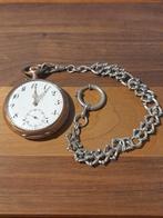 Antiek Zilveren Zakhorloge met Ketting - Loopt Perfect!, Antiek en Kunst, Ophalen of Verzenden