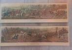 2 antieke prenten op hout van de Jacht., Ophalen of Verzenden, Voor 1940, Zo goed als nieuw, Prent