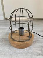 Industriele lamp met houten voet, Ophalen of Verzenden, Zo goed als nieuw, Metaal, Minder dan 50 cm