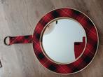 Ronde spiegel Schotse ruit 50er jaren vintage brocante, Antiek en Kunst, Ophalen, Rond, Minder dan 50 cm