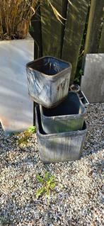 3 stuks zinken bloempotten, Ophalen, Gebruikt, Minder dan 30 cm, Minder dan 60 cm