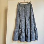 ZGAN  DIY lange strokenrok (grijsblauwe bloemetjes) mt 38, Maat 38/40 (M), Blauw, Ophalen of Verzenden, Onder de knie