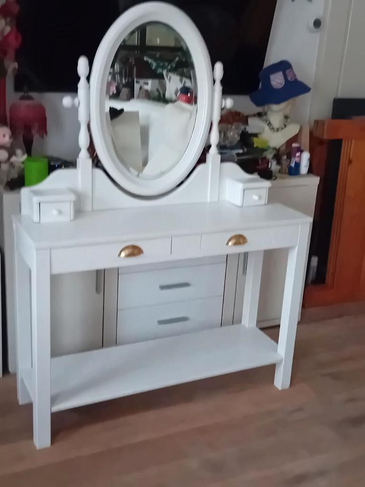 Kaptafel/sidetable grenenhout. Wit ikea., Huis en Inrichting, Tafels | Kaptafels, Zo goed als nieuw, 150 tot 200 cm, 50 tot 100 cm