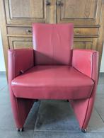 4 Leren eetkamerstoelen Rood, Huis en Inrichting, Stoelen, Ophalen, Gebruikt, Leer, Vier