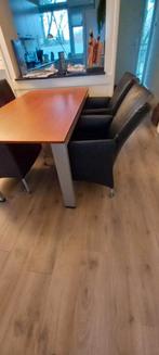 Eethoek: Tafel + 4 Stoelen met Wieltjes, Huis en Inrichting, Tafels | Eettafels, Ophalen of Verzenden