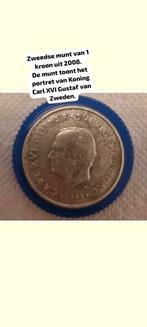 Zweedse munt van 1 kroon uit 2008. , Ophalen of Verzenden