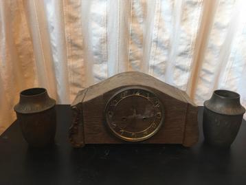 Twee pendules, klok, uurwerk, koper, jugendstil beschikbaar voor biedingen