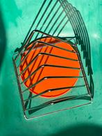 Chroom platenrek magazineholder space age RVS driehoek, Ophalen of Verzenden, Gebruikt