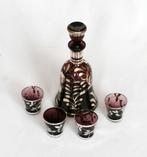 Venetiaanse Purpere Karaf met een Florale Zilveren Overlay, Antiek en Kunst, Ophalen of Verzenden