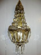 Oud Brocant Messing Kristalglazen Wandlampje Nr. 6, Ophalen of Verzenden