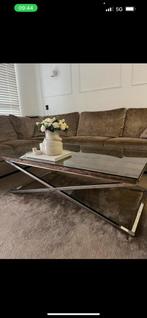 Salontafel inclusief glasplaat, Huis en Inrichting, Tafels | Salontafels, 100 tot 150 cm, Zo goed als nieuw, Minder dan 50 cm