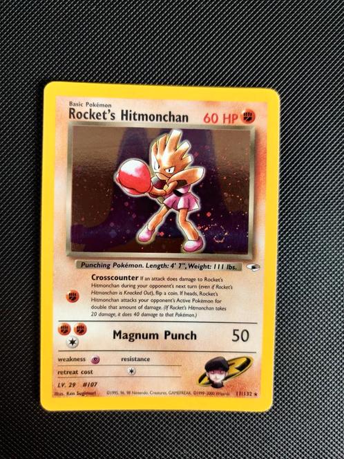 Rocket's Hitmonchan 11/132 Gym Heroes Holo NM Pokemon, Hobby en Vrije tijd, Verzamelkaartspellen | Pokémon, Zo goed als nieuw