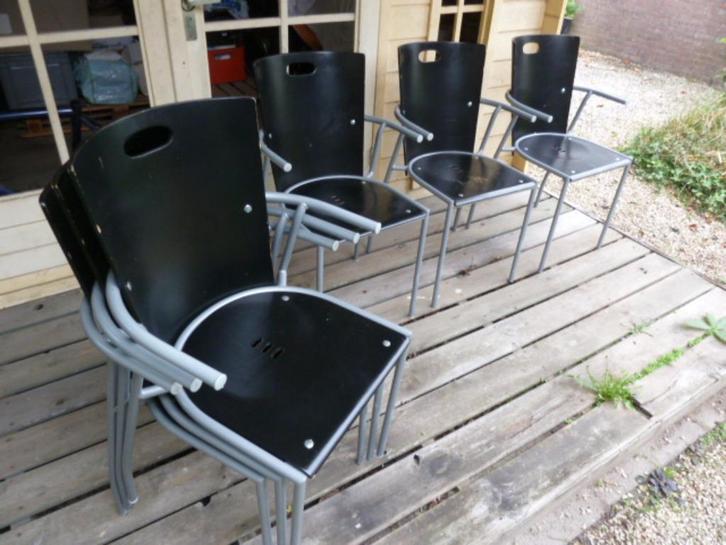 6 Design/Vintage Memphis stijl stoelen 5 euro per stuk, Huis en Inrichting, Stoelen, Gebruikt, Vijf, Zes of meer stoelen, Hout