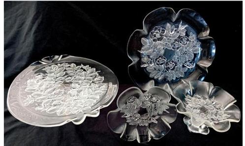 Set/4 Mikasa 'Flower Bianca' Serveerset, Antiek en Kunst, Antiek | Glas en Kristal, Ophalen of Verzenden