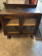 Brocante kastje met gegraveerde vogeltjes glas, Huis en Inrichting, Ophalen, Gebruikt