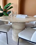 Travertin Eettafel rond 110cm NIEUW IN KIST!, Huis en Inrichting, Ophalen, Overige materialen, Marmer, Rond