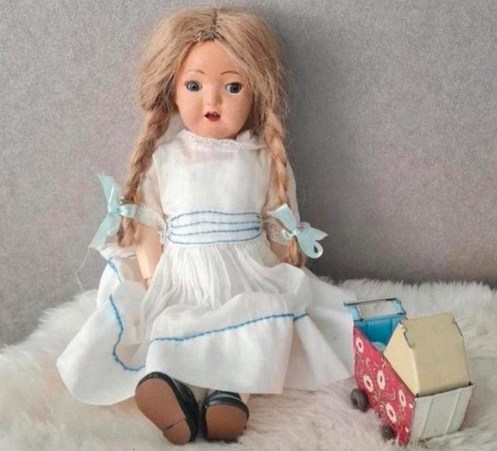 Mooie antieke pop, Verzamelen, Poppen, Gebruikt, Pop, Ophalen of Verzenden
