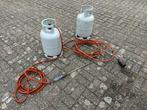 Twee gasflessen met brander. Dakdekkers branders, Tuin en Terras, Onkruidbranders, Ophalen, Gebruikt