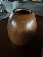 Prachtige hout gedraaide vaas, Overige kleuren, Ophalen of Verzenden, Minder dan 50 cm, Glas