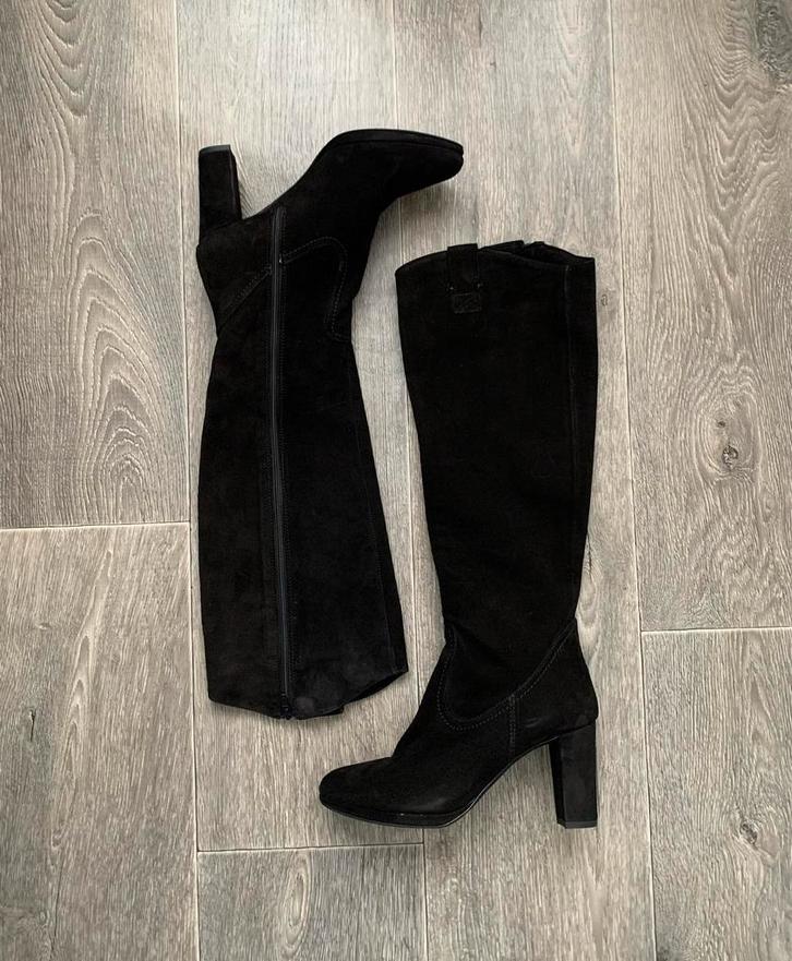 Manfield lange laarzen van suède en leer - maat 37 - nieuw, Kleding | Dames, Schoenen, Nieuw, Hoge laarzen, Zwart, Ophalen of Verzenden