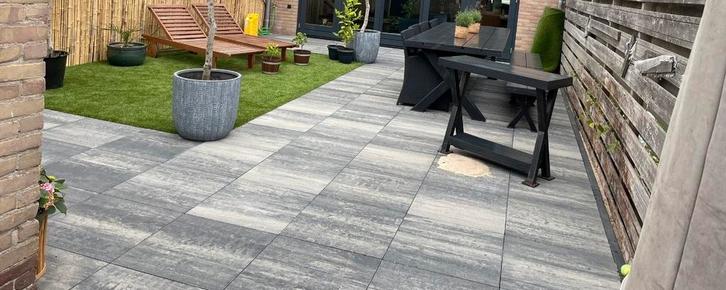 Tuintegels Basito 60x60 + Opsluitbanden, Tuin en Terras, Tegels en Klinkers, Zo goed als nieuw, Terrastegels, Beton, 10 m² of meer