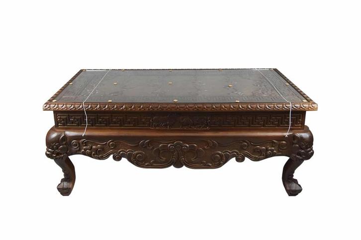 Handgegraveerde Mongoolse tafel, Huis en Inrichting, Tafels | Salontafels, Nieuw, 50 tot 75 cm, 50 tot 100 cm, 150 tot 200 cm
