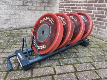 Olympische bumperplates Crossmaxx 100kg + Bumperplaterack beschikbaar voor biedingen