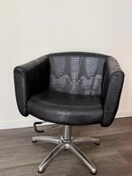 Kappersstoel | Zwart | Leer | Vissengraat, Huis en Inrichting, Stoelen, Ophalen, Gebruikt, Zwart, Leer
