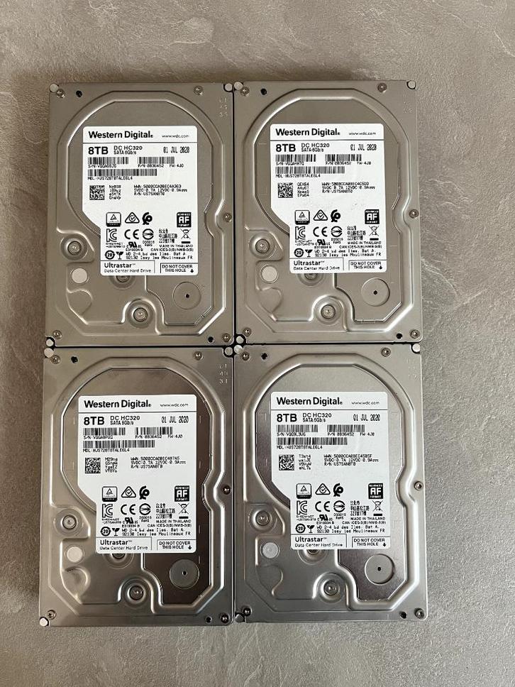 Western Digital Ultrastar 8TB DC HC320 Datacenter HDD's, Computers en Software, Harde schijven, Zo goed als nieuw, Desktop, Intern