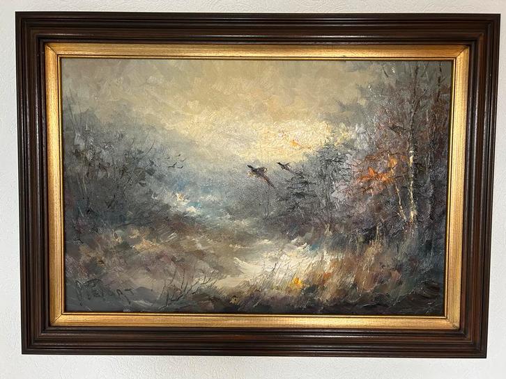 Schilderij met opvliegende fazanten van Jan Bevort, Antiek en Kunst, Kunst | Schilderijen | Klassiek, Ophalen