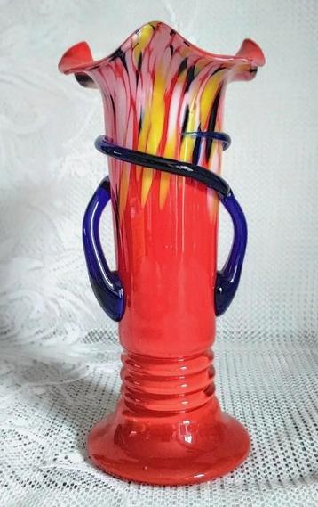 Vintage glazen vaas Tsjechisch spatterglas ZELDZAAM beschikbaar voor biedingen