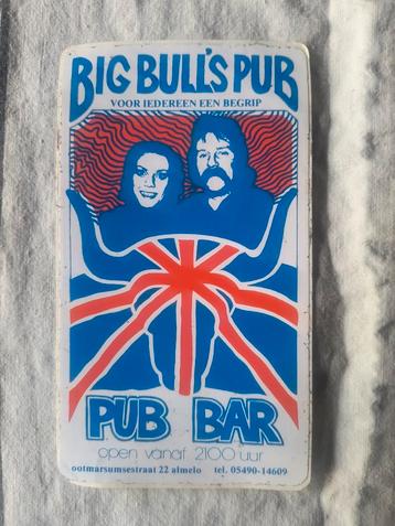 Sticker Big Bull's Pub bar Almelo jaren 70 zeldzaam !! beschikbaar voor biedingen