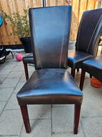leren stoelen donker bruin, Huis en Inrichting, Stoelen, Ophalen, Gebruikt, Bruin, Leer