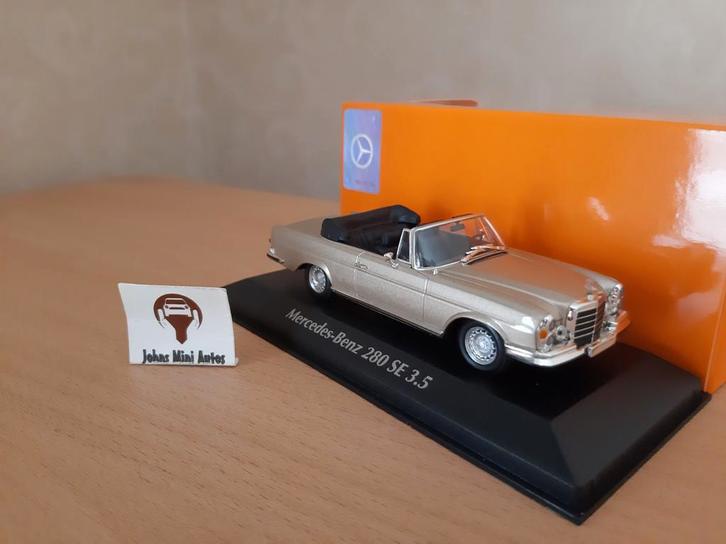 Mercedes Benz 280SE 3.5 Cabriolet 1970 Goud-Metallic - 1:43, Hobby en Vrije tijd, Modelauto's | 1:43, Nieuw, Auto, Overige merken