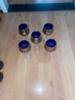 Set van 5kobaltblauwe wijnglazen met verguldsel/ bieden, Verzamelen, Glas en Borrelglaasjes, Ophalen of Verzenden, Zo goed als nieuw
