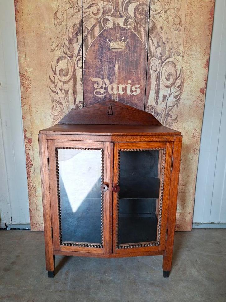 Antiek theekastje Amsterdamse stijl uit de jaren 30,, Huis en Inrichting, Woonaccessoires | Wijnrekken, Minder dan 50 cm, Hout