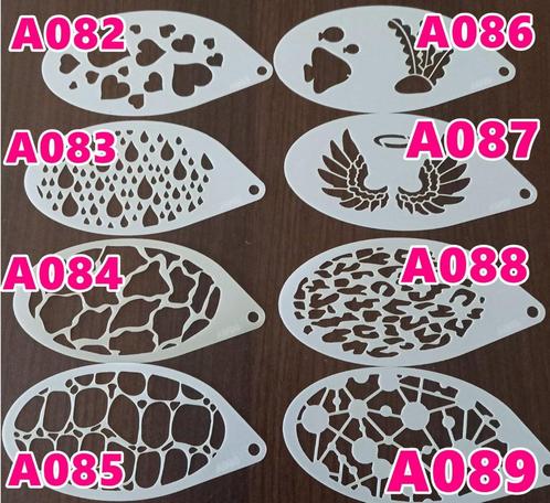 schminksjabloon stencil 1,25pst dieren prints div keuze, Hobby en Vrije tijd, Feestartikelen, Nieuw, Schmink, Carnaval, Ophalen of Verzenden
