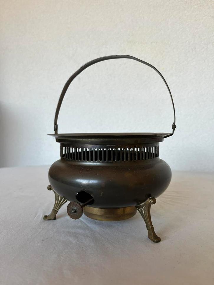 Koperen Theelichtje Patina Theelicht Rechaud Oud Antiek, Antiek en Kunst, Curiosa en Brocante, Ophalen of Verzenden