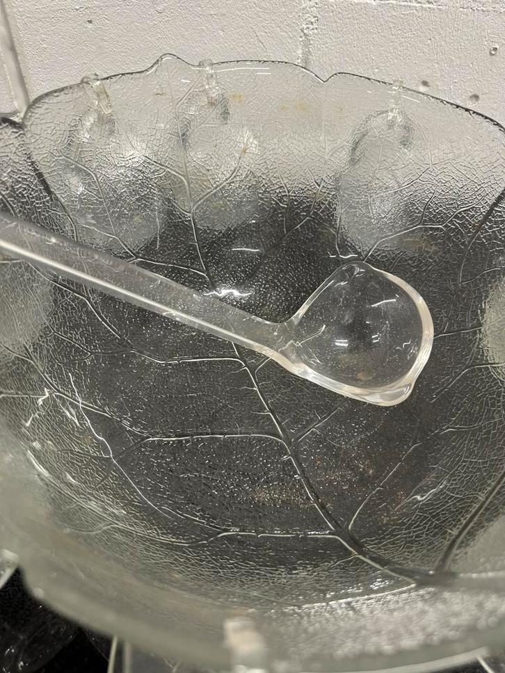 Glazen Bowlschaal met Kopjes en Lepel, Antiek en Kunst, Antiek | Glas en Kristal, Ophalen