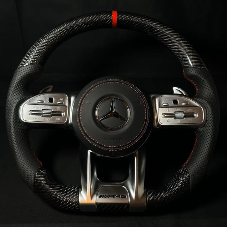 Mercedes carbon stuur rood leer upgrade AMG, Auto diversen, Tuning en Styling, Ophalen of Verzenden